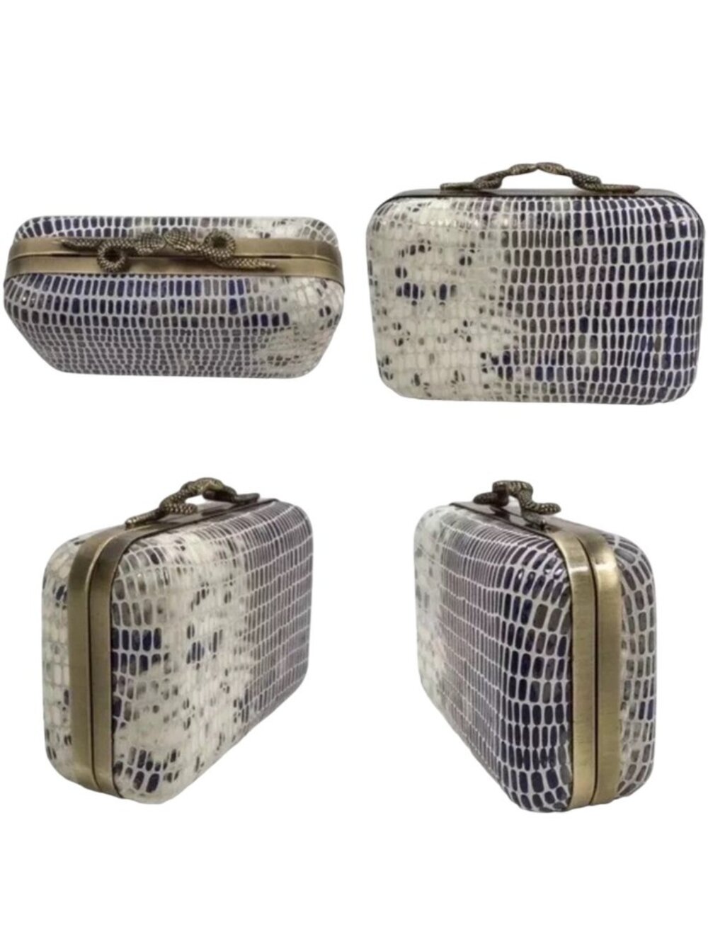 VTG NWT House of Harlow 1960 Blue Embossed Leather Snake Skin Bag | McBling Y2K - Picture 12 of 16
